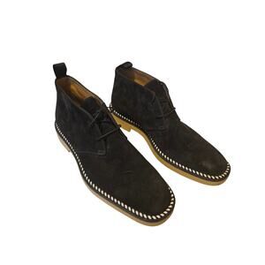 Christian Louboutin Suede Chukka Desert Boots Black Studded Welt Red Sole 42